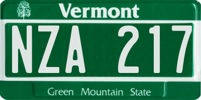 VT license plate NZA217