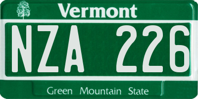 VT license plate NZA226