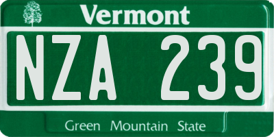 VT license plate NZA239