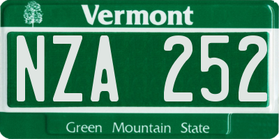 VT license plate NZA252