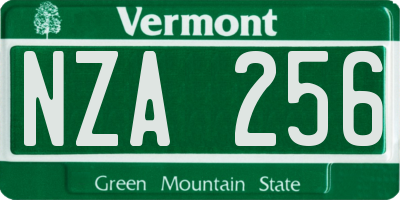 VT license plate NZA256
