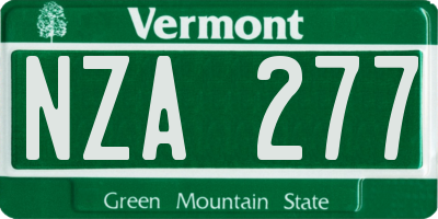 VT license plate NZA277