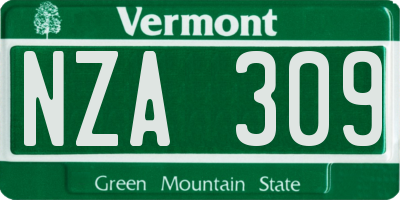 VT license plate NZA309