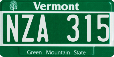 VT license plate NZA315