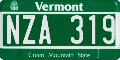 VT license plate NZA319