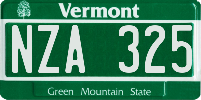 VT license plate NZA325