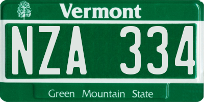 VT license plate NZA334