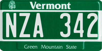 VT license plate NZA342