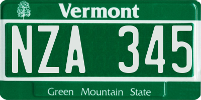 VT license plate NZA345