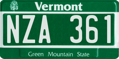 VT license plate NZA361