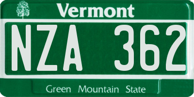 VT license plate NZA362