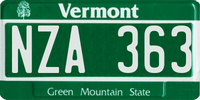VT license plate NZA363