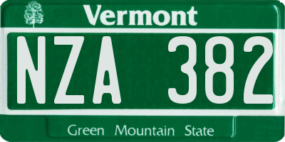 VT license plate NZA382