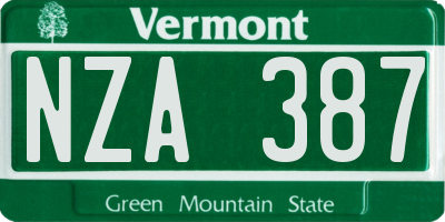 VT license plate NZA387