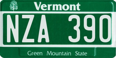 VT license plate NZA390