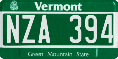 VT license plate NZA394