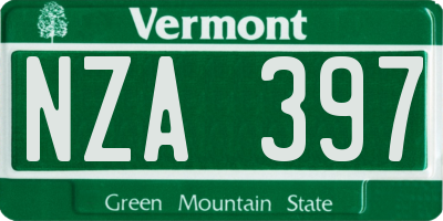 VT license plate NZA397