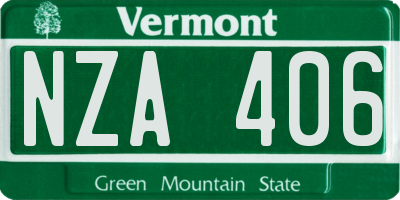 VT license plate NZA406