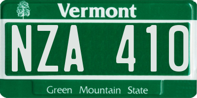VT license plate NZA410