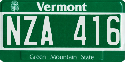 VT license plate NZA416