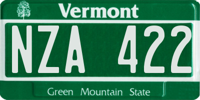 VT license plate NZA422