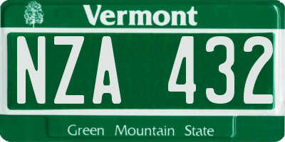 VT license plate NZA432