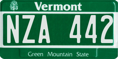 VT license plate NZA442