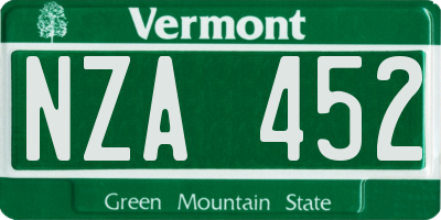 VT license plate NZA452