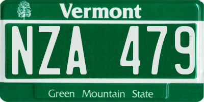VT license plate NZA479