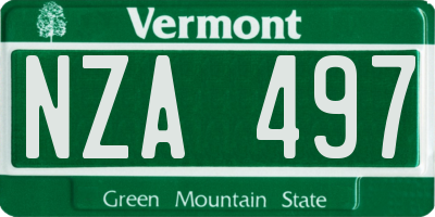 VT license plate NZA497