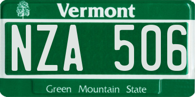 VT license plate NZA506