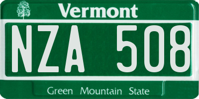 VT license plate NZA508