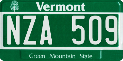 VT license plate NZA509