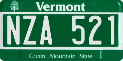 VT license plate NZA521