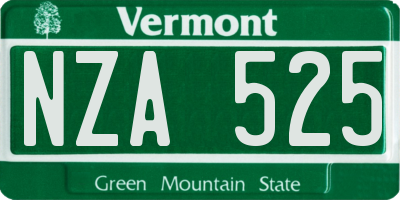 VT license plate NZA525