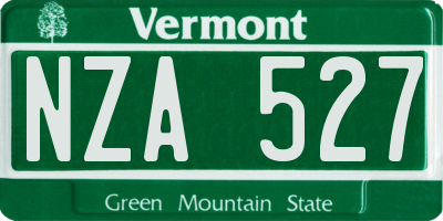 VT license plate NZA527