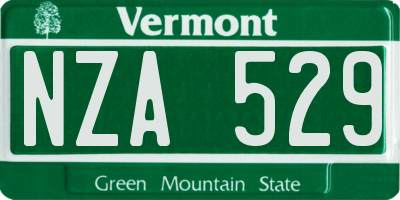 VT license plate NZA529