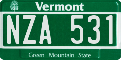 VT license plate NZA531