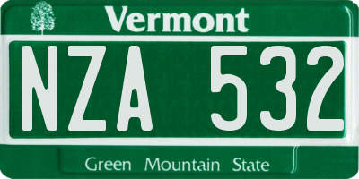 VT license plate NZA532