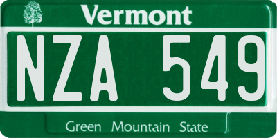 VT license plate NZA549