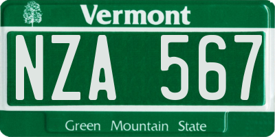 VT license plate NZA567