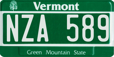 VT license plate NZA589