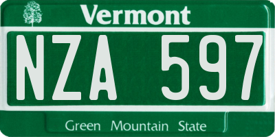 VT license plate NZA597