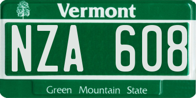 VT license plate NZA608