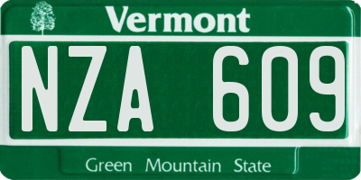 VT license plate NZA609