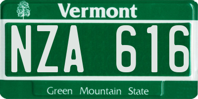 VT license plate NZA616
