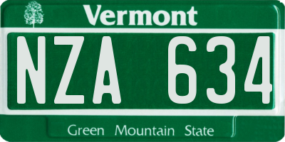 VT license plate NZA634