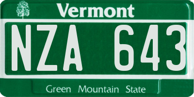 VT license plate NZA643