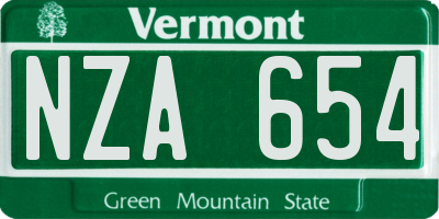VT license plate NZA654