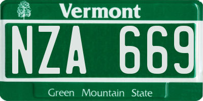 VT license plate NZA669